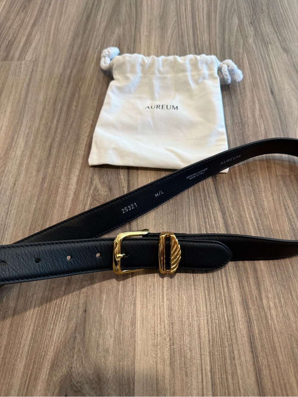 AUREUM No. 3 French Rope Belt Black Leather Size M/L - Picture 10 of 13